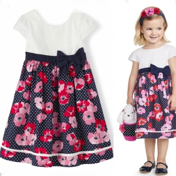 Girls Floral Dot Dress - Playful Poppies